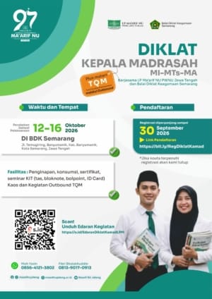 ‎Jadwal Diubah, Diklat Kepala Madrasah LP Ma’arif NU Jateng Digelar 12–16 Oktober 2026